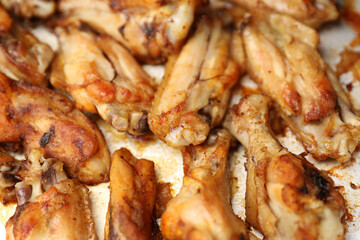 Appetizing Fried Chicken Wings Close up