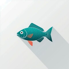 Vibrant Fish Illustration: A colorful and charming illustration of a single fish, showcasing its graceful form and lively appearance, against a simple backdrop.