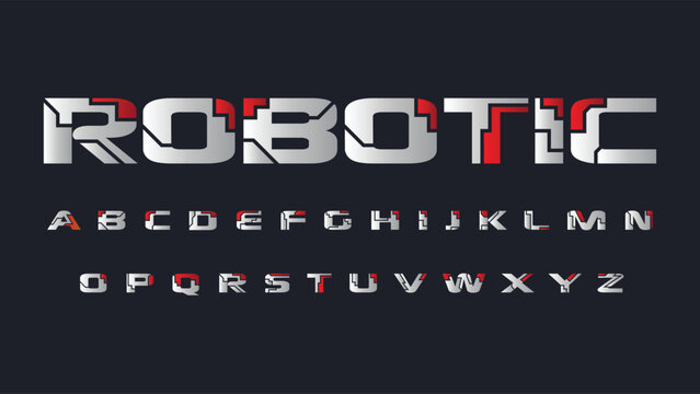 Futuristic robotic abstract shapes typography