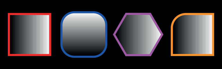Complete Solid-Style Shape Gradiant Chart Displaying and Colorful Line Fundamental Geometry Forms from Square Hexagon and varaites Shape