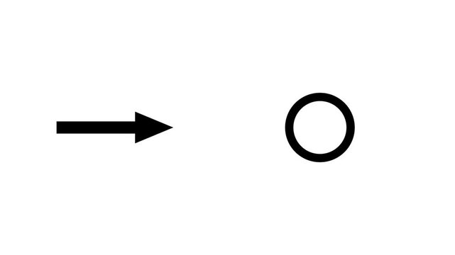 black Arrow and Circle Symbol on white Background.