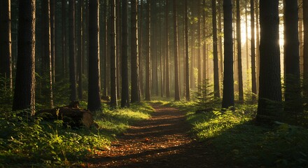 Forest Path with Sunlight