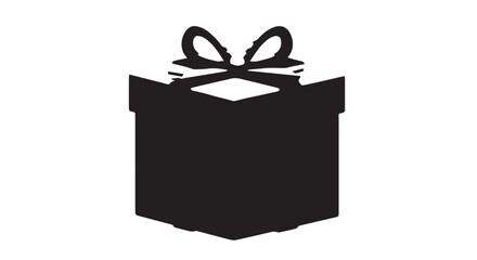 Silhouette of a wrapped gift box with ribbon on a white background.