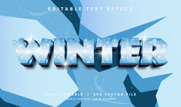 winter 3d vector text effect with modern style