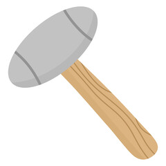 Cartoon Stone Hammer or Primitive Mallet Icon - Simple Camping Tool