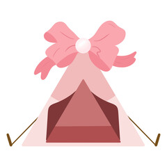 Kawaii Pink Glamping Tent with Big Bow - Cute Adventure Sleepover 