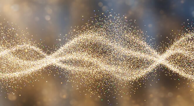 Six golden Christmas and New Year icons: gift box, champagne glasses, snowflake, ornament, Christmas tree, and confetti on a dark background.