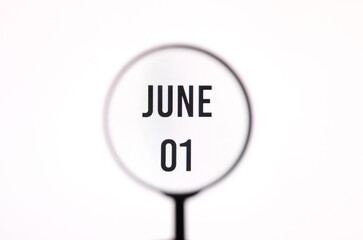 Date June 01 through the magnifying glass on the screen