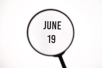 Date June 19 through the magnifying glass on the screen