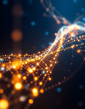 Technology network background with connecting nodes and lines, data flow concept