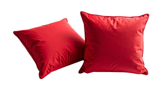 Two realistic red pillow variations bundle isolated on transparent background