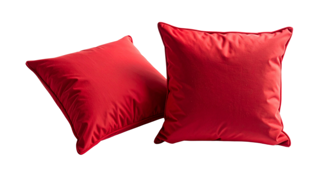 Two realistic red pillow variations bundle isolated on transparent background