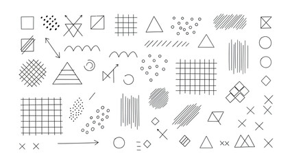 Geometric Abstract Elements: A collection of meticulously crafted, clean line art elements, comprising an array of geometric shapes and textures.