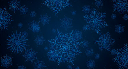 Blue ice crystal snowflake fractal background