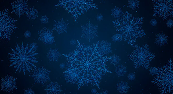 Blue ice crystal snowflake fractal background