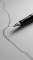 Fototapeta premium Fountain pen black metal minimal macro paper ink line elegant calm writing scene
