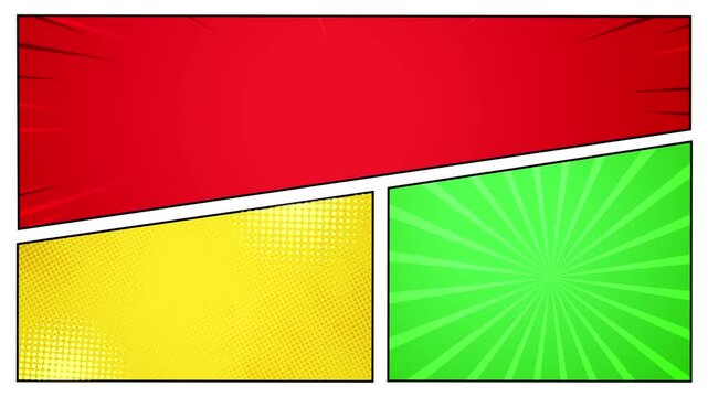 Colorful comic style animation background. Retro pop art cartoon design background. Perfect for pop art intros, funny promo videos, and energetic motion graphics.