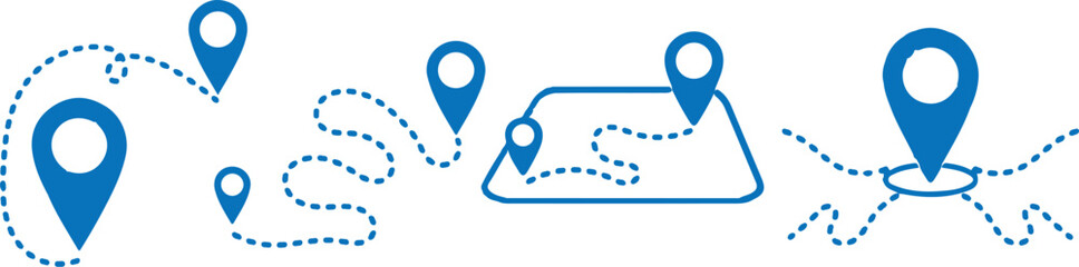 bule line map location pin icons icon set vector 