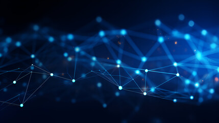 Blue abstract plexus shines, creates a network, modern digital backdrop for tech, science, business presentations.
