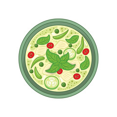 Delicious Thai Green Curry Bowl with Chicken and Vegetables