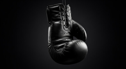 Solo black boxing glove for champion and athlete training for fight and competition with muscle and physical exercise