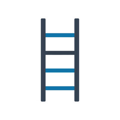A sturdy ladder with blue rungs is ready for climbing to reach new heights.