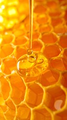 Golden Honeycomb Drenched in Sweet Honey - A Natural Delight.