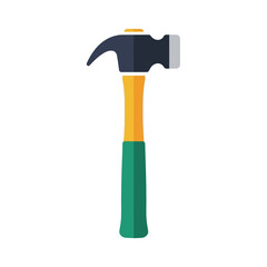 A detailed illustration of a hammer with a wooden handle and a metal head.