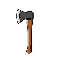Illustration of a sharp axe with a wooden handle.