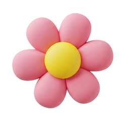 Pink balloon flower with yellow center transparent background cutout png