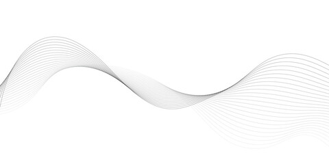 Geometric grey vector waves on white background. Editable stroke, Abstract background wave line elegant white striped diagonal line technology concept web texture.