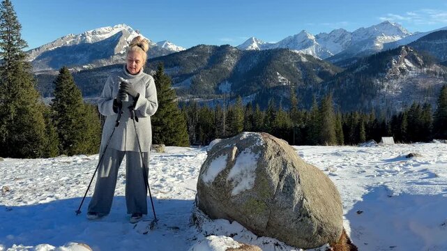 Woman in the mountains