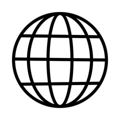 Simple Outline Global Globe Icon Vector | World Web Symbol
