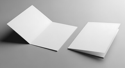 Two blank white greeting cards on a gray background.