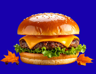 Cheddar-Cream Brioche Burger with Autumn Harvest Mood