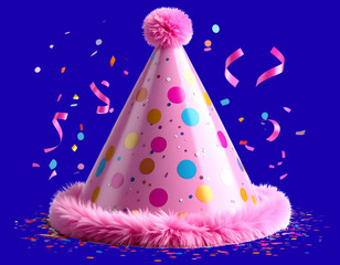  Colorful Birthday Hat with Confetti Party Elements
