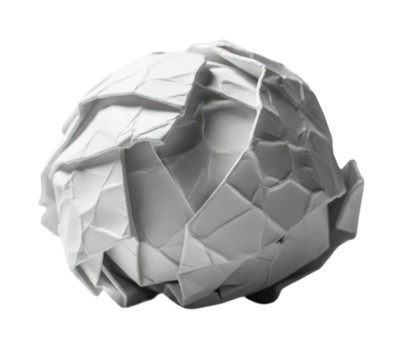 Crushed paper ball transparent background cutout png