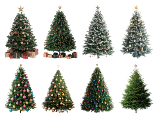 PNG Diverse festive Christmas trees, element set on transparent background