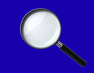 Modern Sleek Magnifying Glass in Minimal Tech Flat Lay