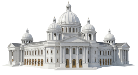 White dome building with multiple smaller domes transparent background cutout png