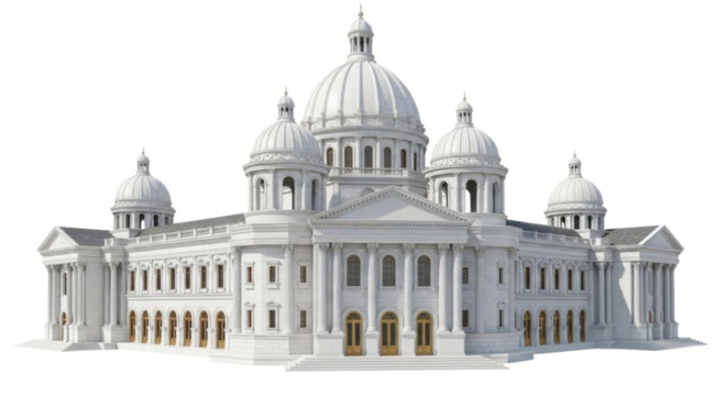 White dome building with multiple smaller domes transparent background cutout png