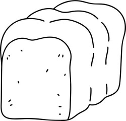 A loaf of bread is shown in a black and white drawing