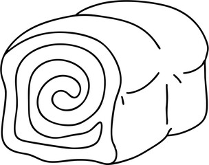 A roll of bread with a spiral shape