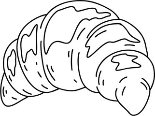 A pastry with a spiral shape is drawn in black