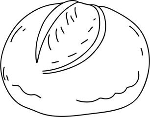 A bread loaf with a crust and a hole in the middle