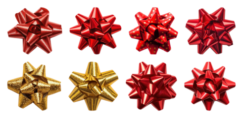 PNG Vibrant decorative gift bows collection, element set on transparent background