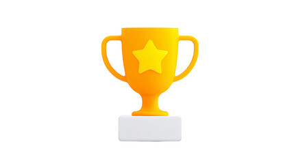 Yellow trophy star award winner success achievement celebration competition victory isolated on transparency background symbol of excellence and motivation