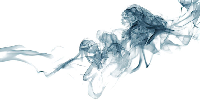 Vertical plume of thin transparent smoke with soft wisps isolated on transparent background