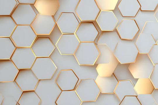 clean geometric honeycomb pattern with a soft golden gradient creating a modern abstract background - Powered by Adobe