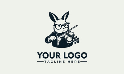 Vector Logo of a Rabbit Playing the Violin - A Stylish Icon for Your Brand, Ready to Use